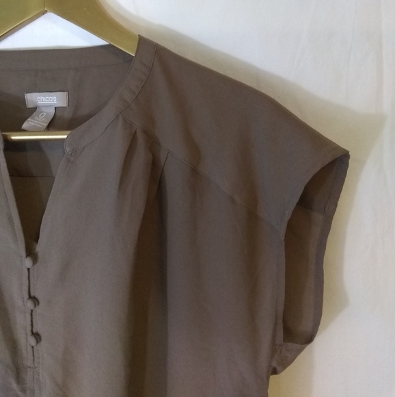 Chicos SOLD.eBay Loose Fit Front Ties Size 0 Brown - Picture 6 of 6